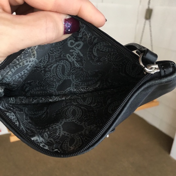 Sharif Black leather satchel wristlet purse - Picture 7 of 7